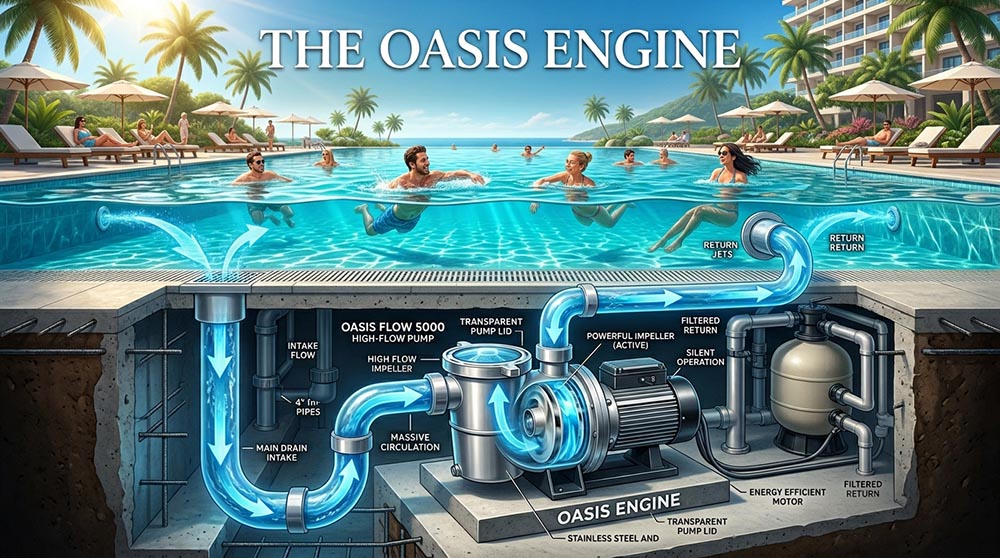 محرك واحتك: مضخات حمامات السباحة عالية التدفق