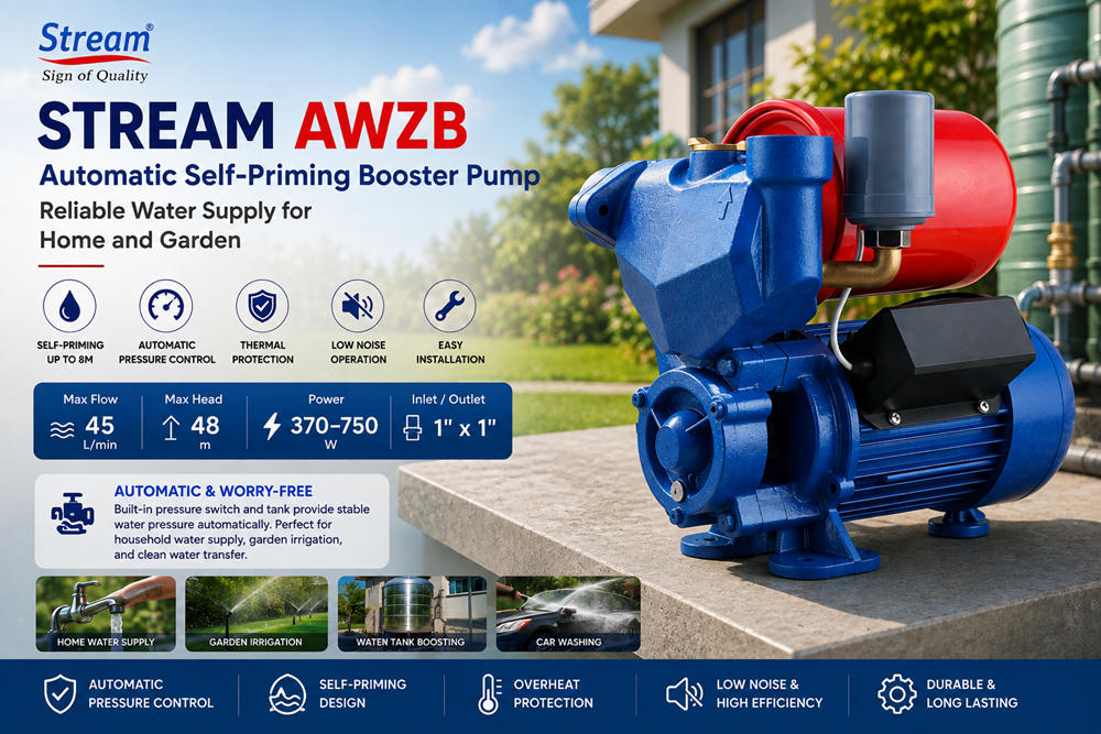 Stream AWZB: مضخة تعزيز ذاتية التحضير أوتوماتيكية لإمداد المياه Stream AWZB: مضخة تعزيز ذاتية التحضير أوتوماتيكية لإمداد المياه