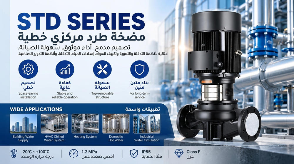 Stream STD: مضخة طرد مركزي خطية للأنظمة التجارية والصناعية Stream STD: مضخة طرد مركزي خطية للأنظمة التجارية والصناعية