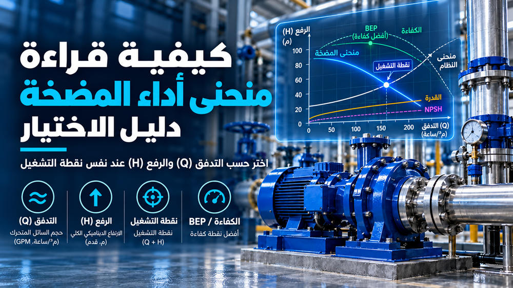 كيفية قراءة منحنى أداء المضخة واختيار نقطة التشغيل