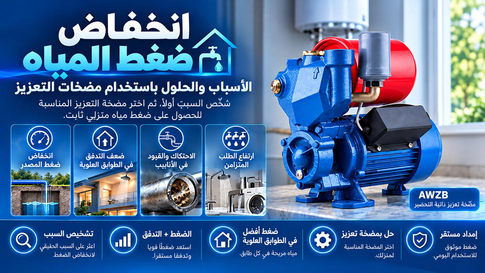ضعف ضغط المياه: الأسباب وحلول مضخات التقوية